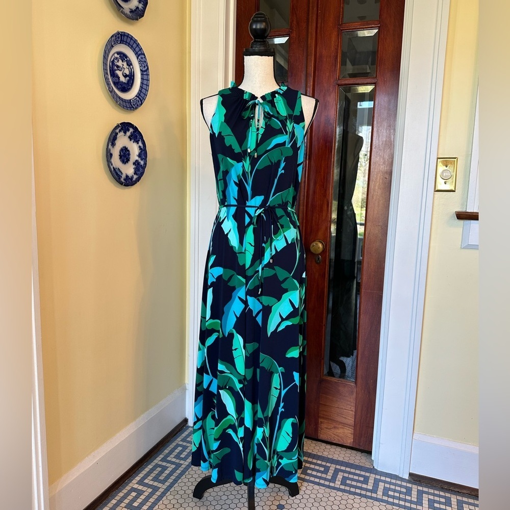 Tommy Hilfiger | Beverly Hills Palm Leaf Maxi Dress, Tropical Resort, Sz 10